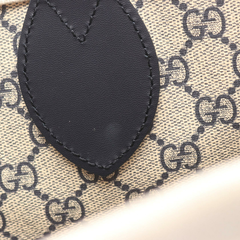 GUCCI 印花托特包 772179 帆布皮革 米色 海軍藍 logo 二手 女士 GG-5