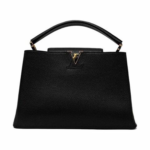LOUIS VUITTON CAPUCINES大號黑色牛皮手提包金色五金