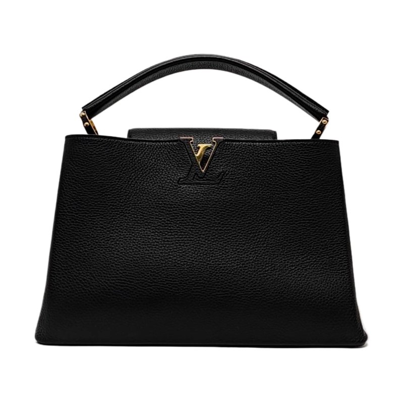 LOUIS VUITTON CAPUCINES大號黑色牛皮手提包金色五金-0