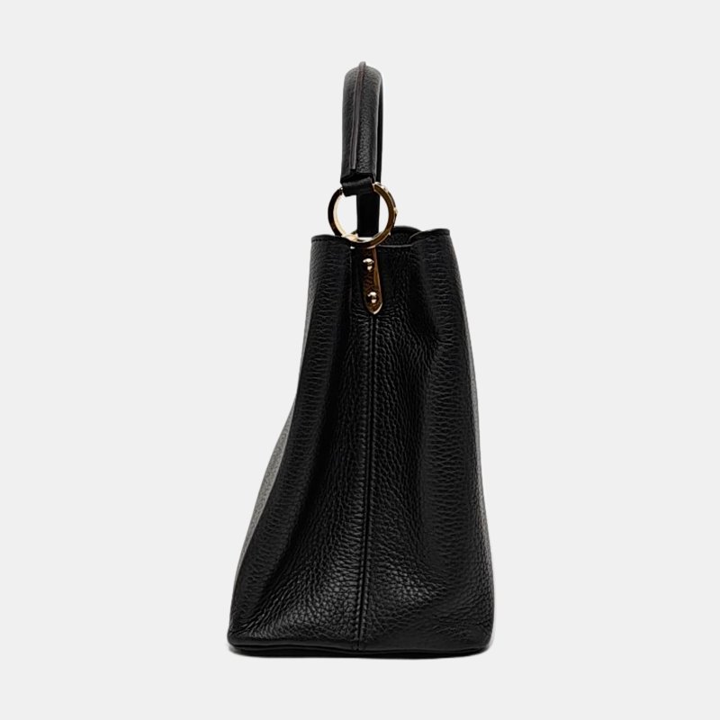 LOUIS VUITTON CAPUCINES大號黑色牛皮手提包金色五金-2