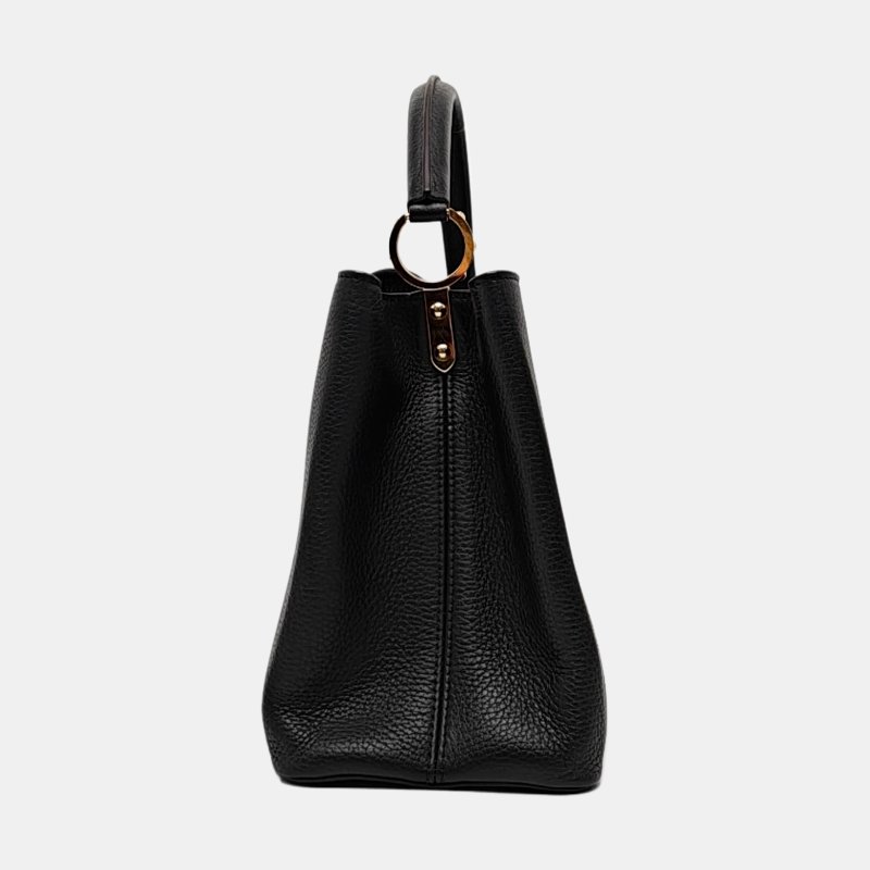 LOUIS VUITTON CAPUCINES大號黑色牛皮手提包金色五金-3