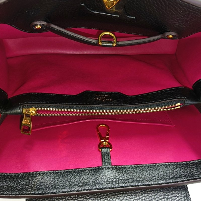 LOUIS VUITTON CAPUCINES大號黑色牛皮手提包金色五金-6