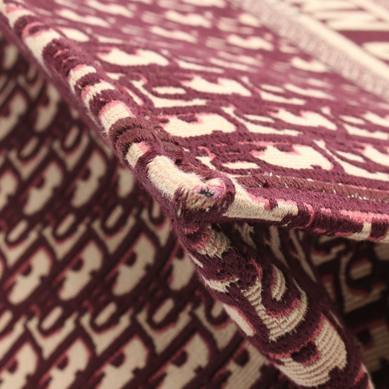 Christian Dior BOOK TOTE 大帆布斜紋手提包 波爾多紅米色 二手 女士-5