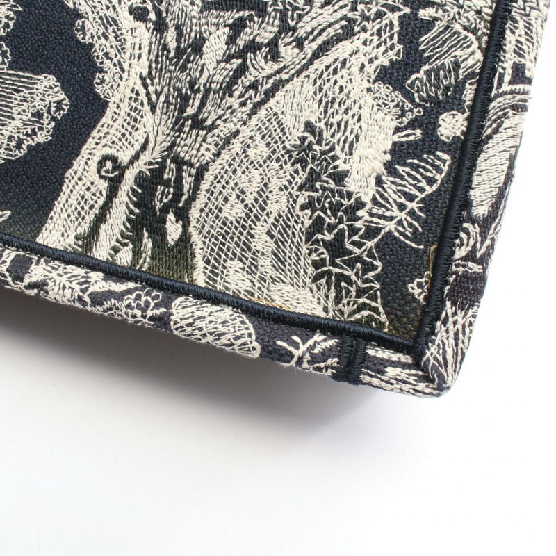 Christian Dior BOOK TOTE 手提包，中型帆布，海軍藍/白色，二手女款-5