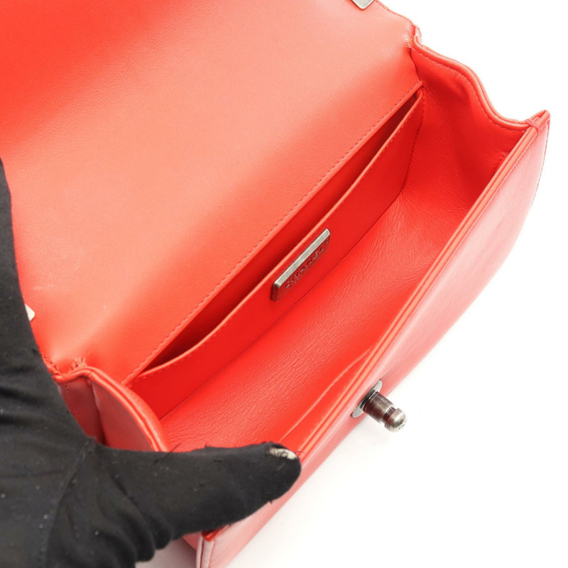 香奈兒 Boy Chanel 小號單肩包 羊皮（綿羊皮） Garousa 紅色 二手 女士-2