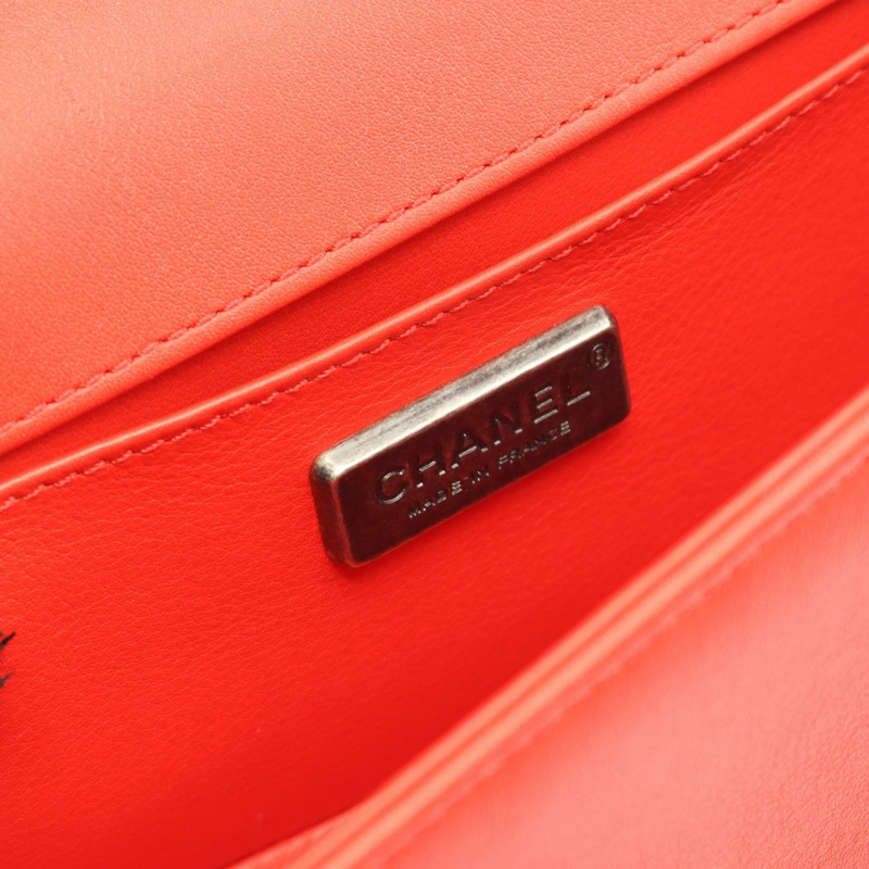 香奈兒 Boy Chanel 小號單肩包 羊皮（綿羊皮） Garousa 紅色 二手 女士-3