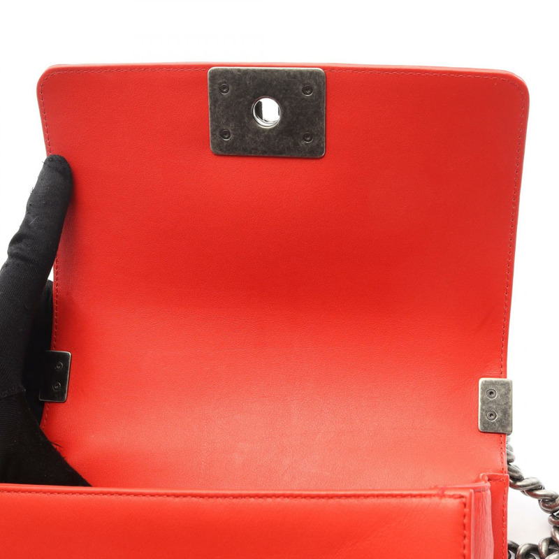 香奈兒 Boy Chanel 小號單肩包 羊皮（綿羊皮） Garousa 紅色 二手 女士-5