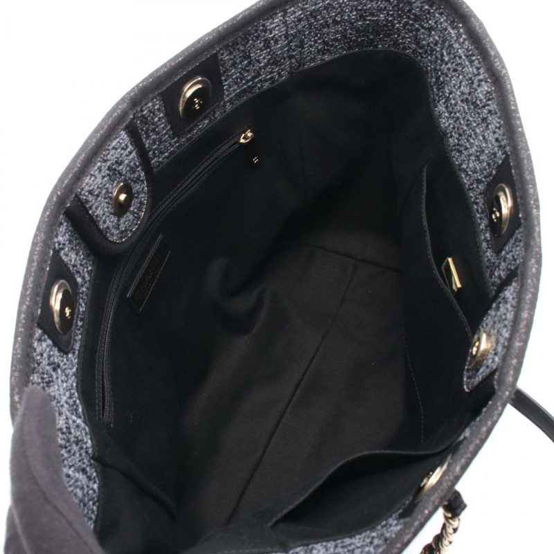 香奈兒 Deauville 鏈條單背包，灰色/黑色皮革/金色五金，二手 CC-2