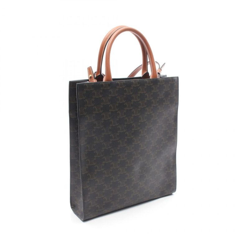 CELINE 小號筆電 Cabas Triomphe 托特斜背包，帆布皮革材質，二手-1