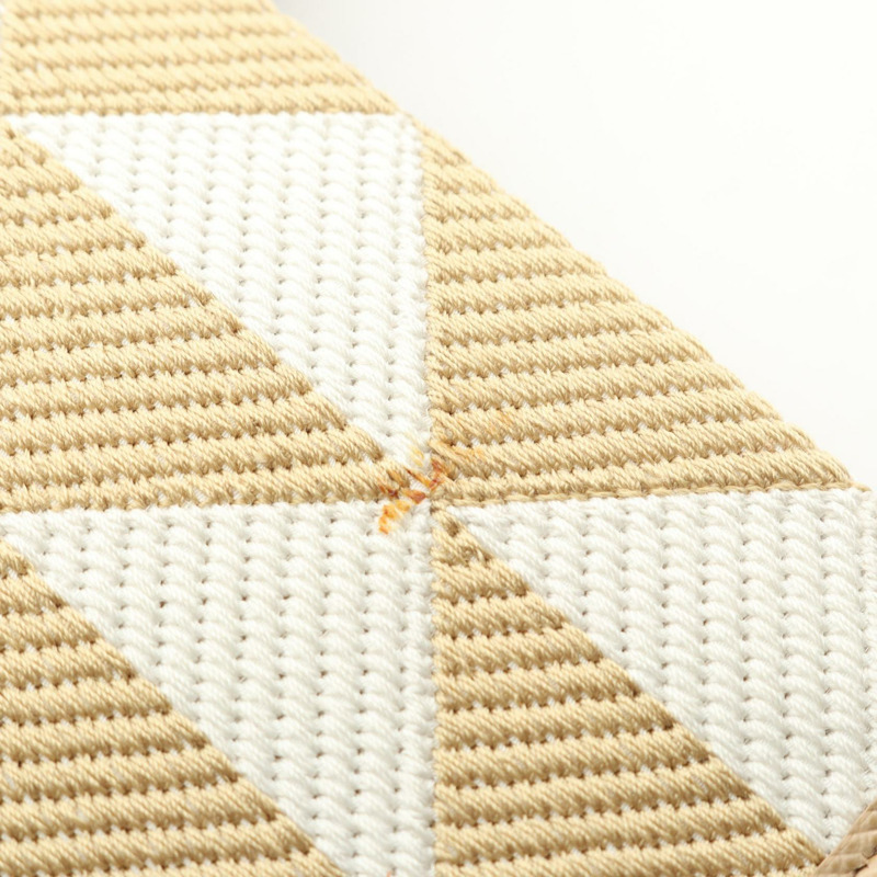 PRADA TRIANGOLO 提花符號刺繡手提包 1BA356 帆布 米色 二手-7