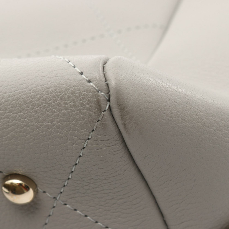 香奈兒 (CHANEL) 絎縫鏈條肩背手提包，灰色皮革，金色五金，二手，女士 CC-5