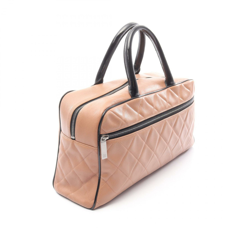 香奈兒 Matelasse 手提包 15685 漆皮 粉紅色 黑色 二手 女士 SHW-1