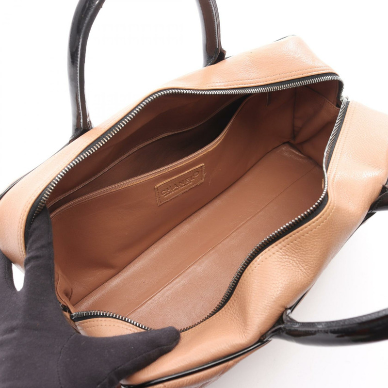 香奈兒 Matelasse 手提包 15685 漆皮 粉紅色 黑色 二手 女士 SHW-2