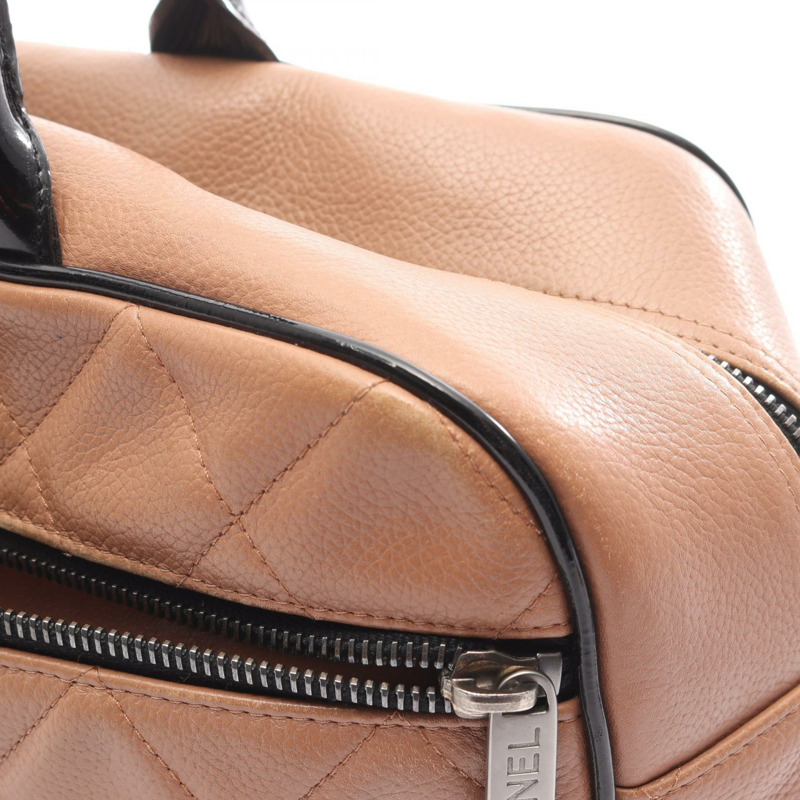 香奈兒 Matelasse 手提包 15685 漆皮 粉紅色 黑色 二手 女士 SHW-5