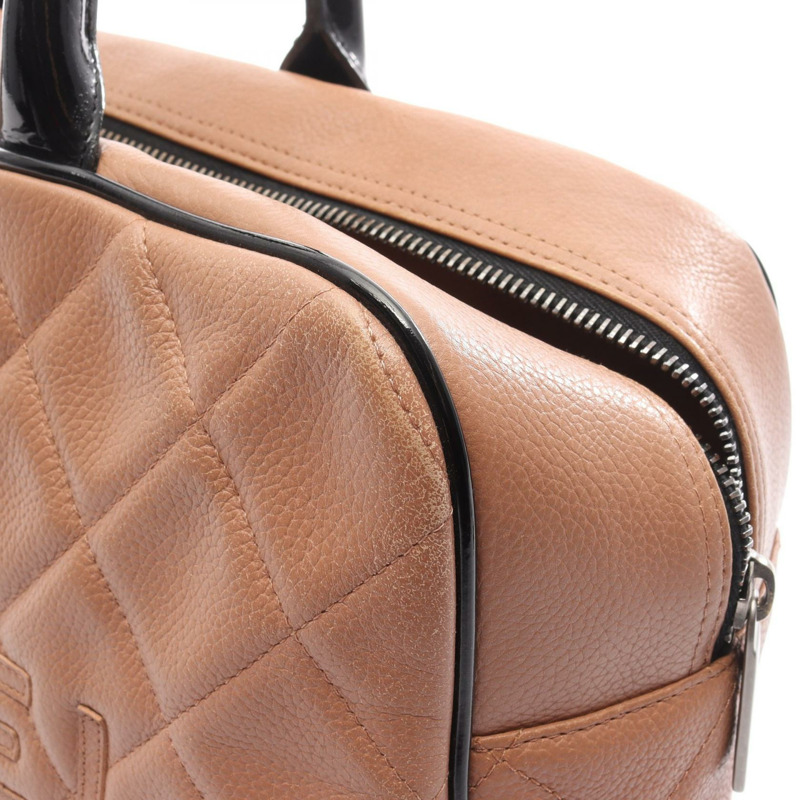 香奈兒 Matelasse 手提包 15685 漆皮 粉紅色 黑色 二手 女士 SHW-6