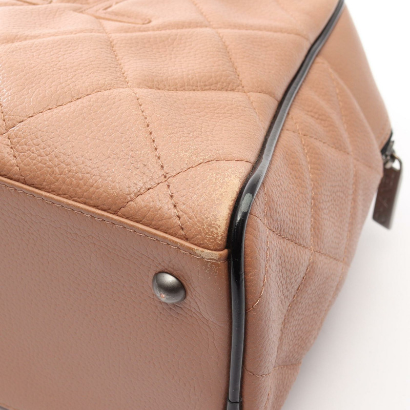 香奈兒 Matelasse 手提包 15685 漆皮 粉紅色 黑色 二手 女士 SHW-9