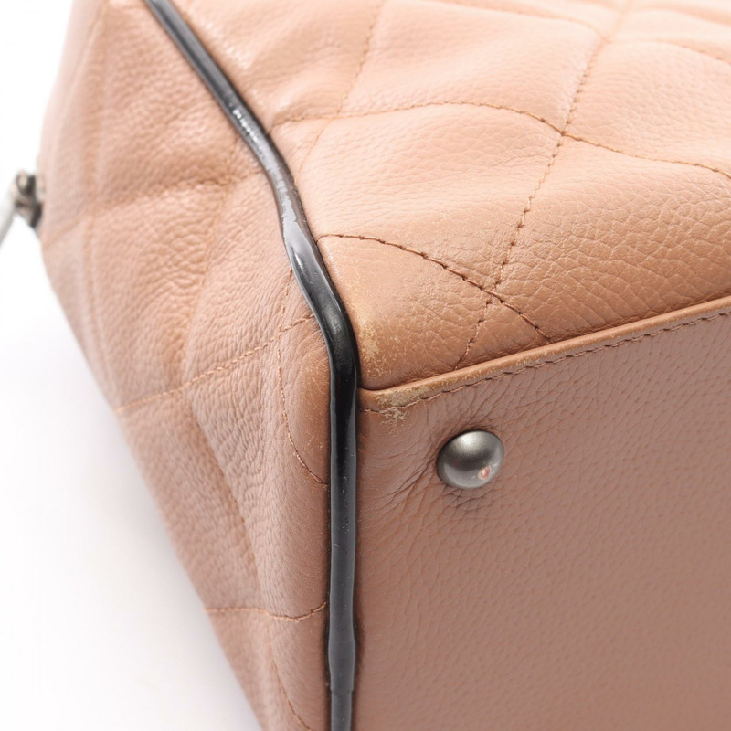 香奈兒 Matelasse 手提包 15685 漆皮 粉紅色 黑色 二手 女士 SHW-11