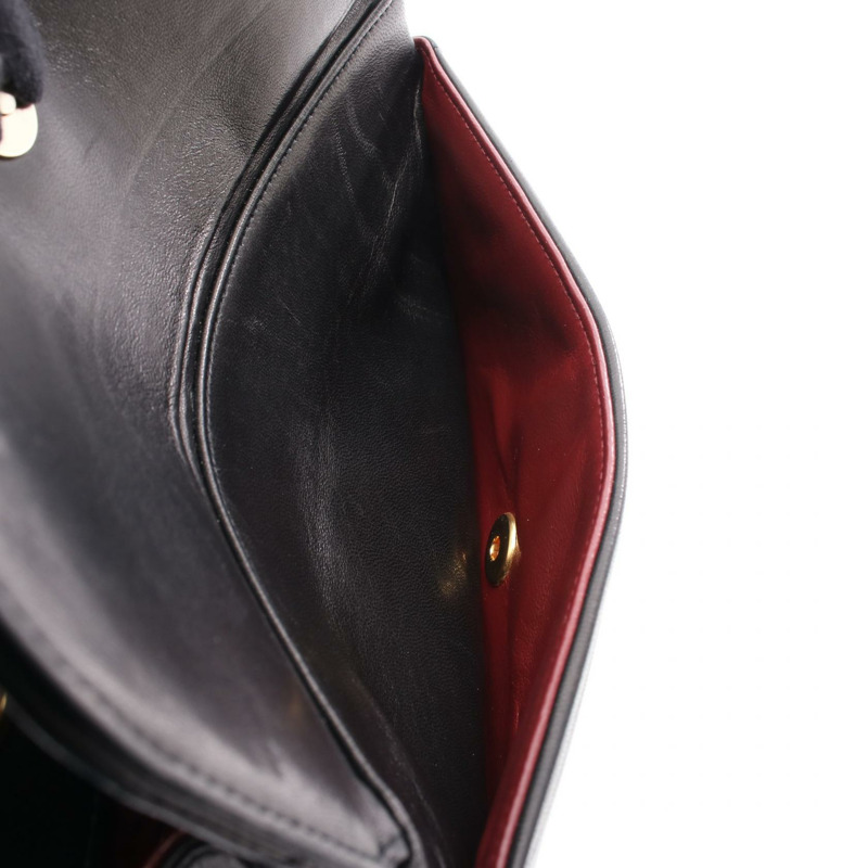 香奈兒 Mademoiselle 鏈條肩背包，羊皮材質，黑色，金色五金，二手，女士 CC-5