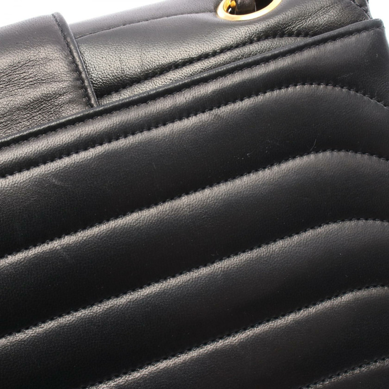 香奈兒 Mademoiselle 鏈條肩背包，羊皮材質，黑色，金色五金，二手，女士 CC-8