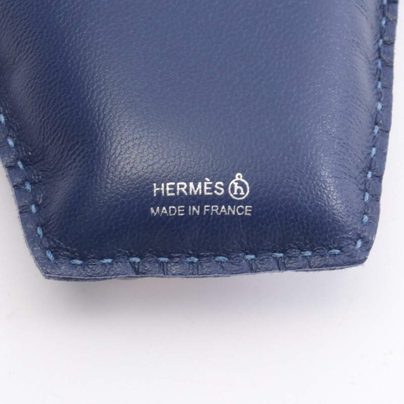 HERMES 珍珠奶茶袋吊飾 H1074198 Agneau milo Epsom Blue encre Jaune ambre-2