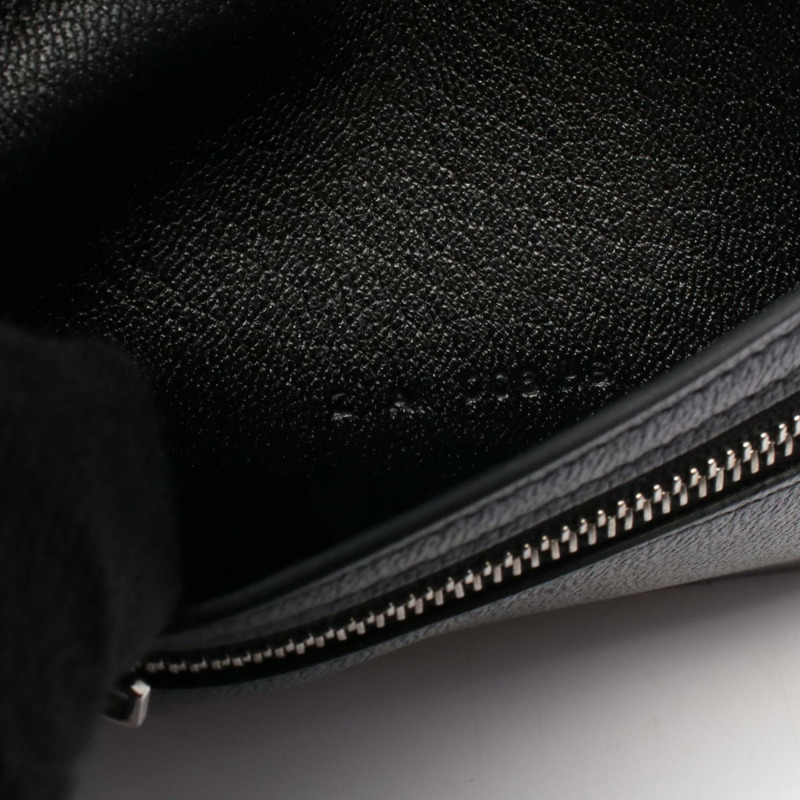 愛馬仕 Bean 迷你雙折皮夾，霧面鱷魚皮，黑色，二手，女款-4