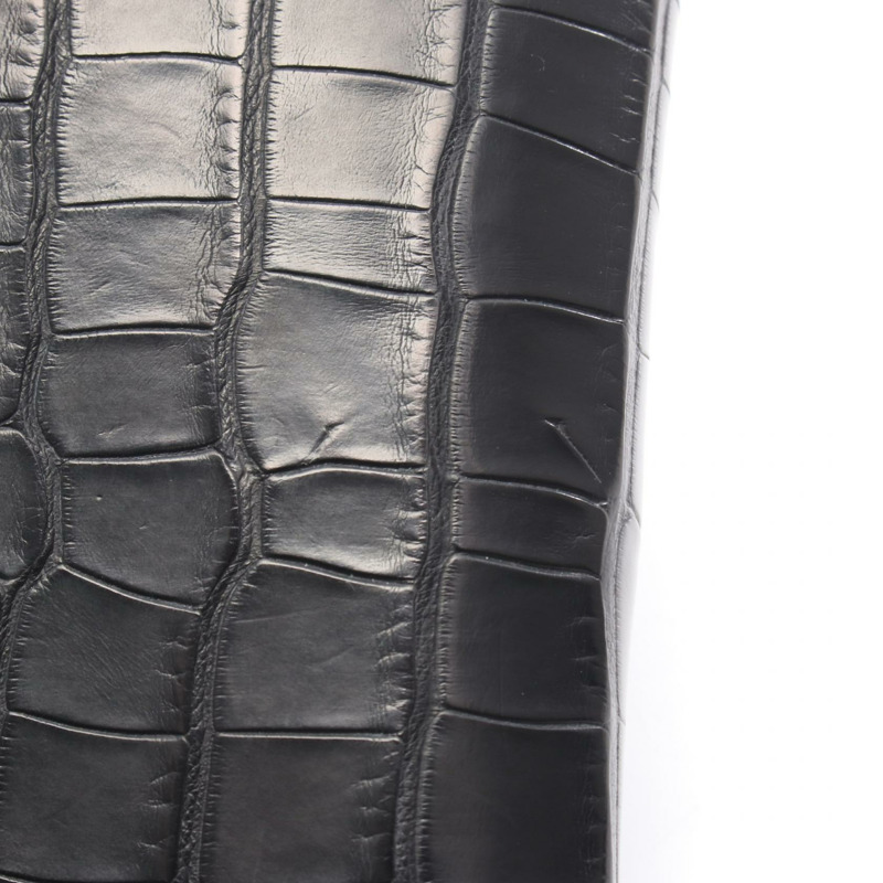 愛馬仕 Bean 迷你雙折皮夾，霧面鱷魚皮，黑色，二手，女款-5