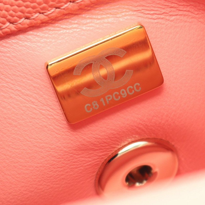香奈兒 Coco Handle XXS 手提斜背包，粉紅色皮革，金色五金，二手 CC-4