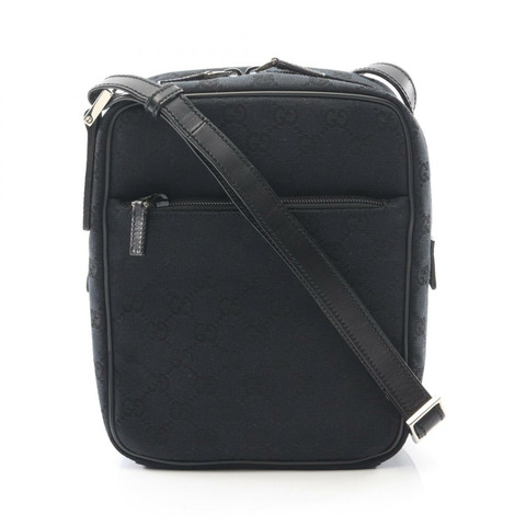 GUCCI GG帆布肩斜背包 018.1612 帆布皮革黑色二手女款