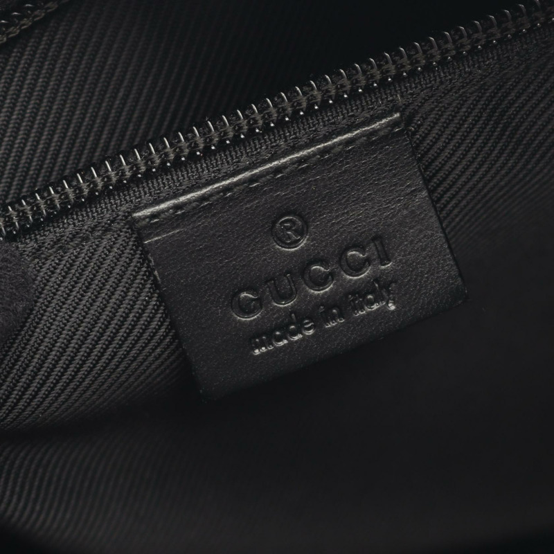 GUCCI GG帆布肩斜背包 018.1612 帆布皮革黑色二手女款-3