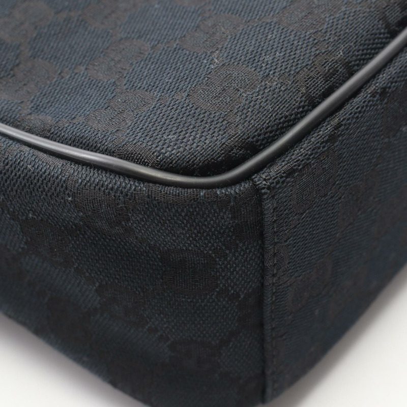 GUCCI GG帆布肩斜背包 018.1612 帆布皮革黑色二手女款-4