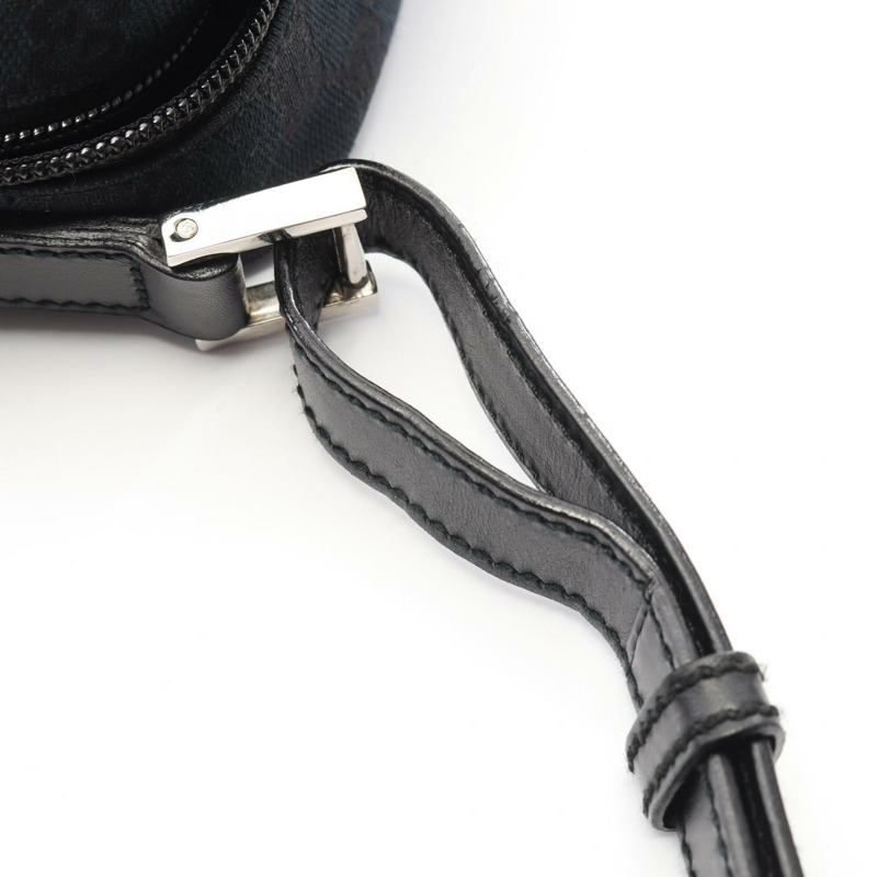 GUCCI GG帆布肩斜背包 018.1612 帆布皮革黑色二手女款-5