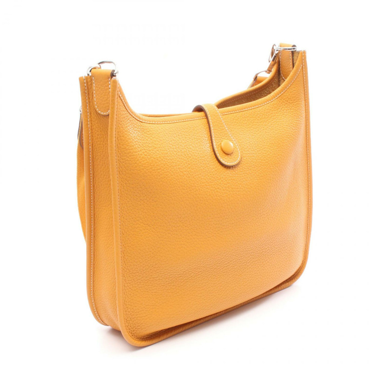 愛馬仕 Evelyne 1 PM 單肩包 P Clemence 皮革 黃色 Jaune dor SHW 二手-1