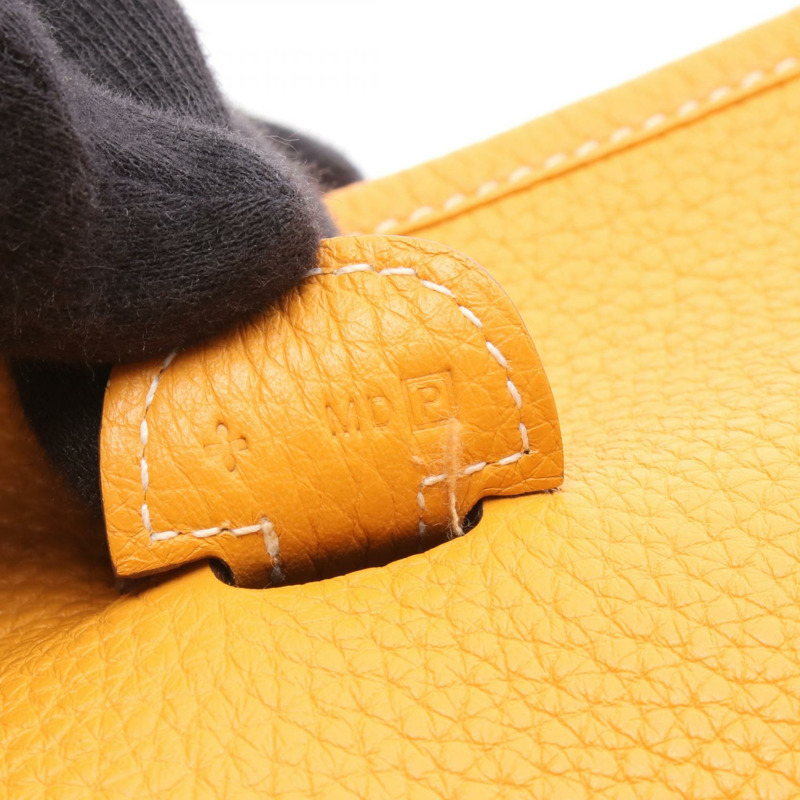 愛馬仕 Evelyne 1 PM 單肩包 P Clemence 皮革 黃色 Jaune dor SHW 二手-4