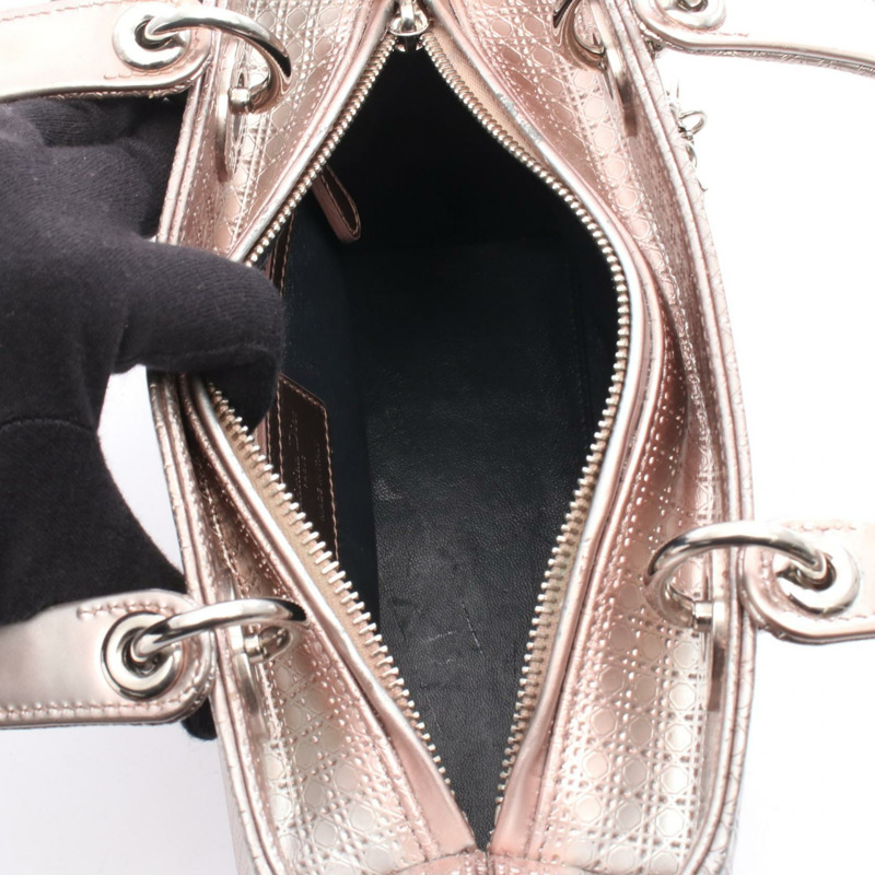 Dior LADY DIOR Micro Cannage 單肩手提包 M0550PSKC 皮革 粉紅色 銀色 二手-2