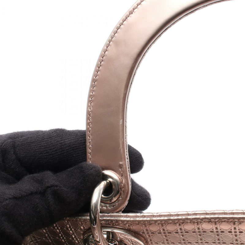 Dior LADY DIOR Micro Cannage 單肩手提包 M0550PSKC 皮革 粉紅色 銀色 二手-5