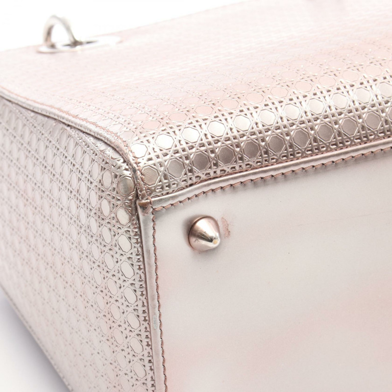 Dior LADY DIOR Micro Cannage 單肩手提包 M0550PSKC 皮革 粉紅色 銀色 二手-7