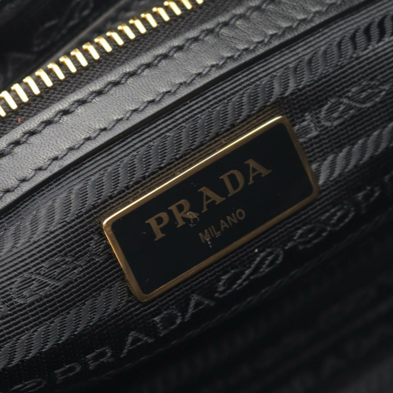 PRADA LOGO JACQUARD 單肩斜背包 1BA172 帆布皮革 黑色 二手-3