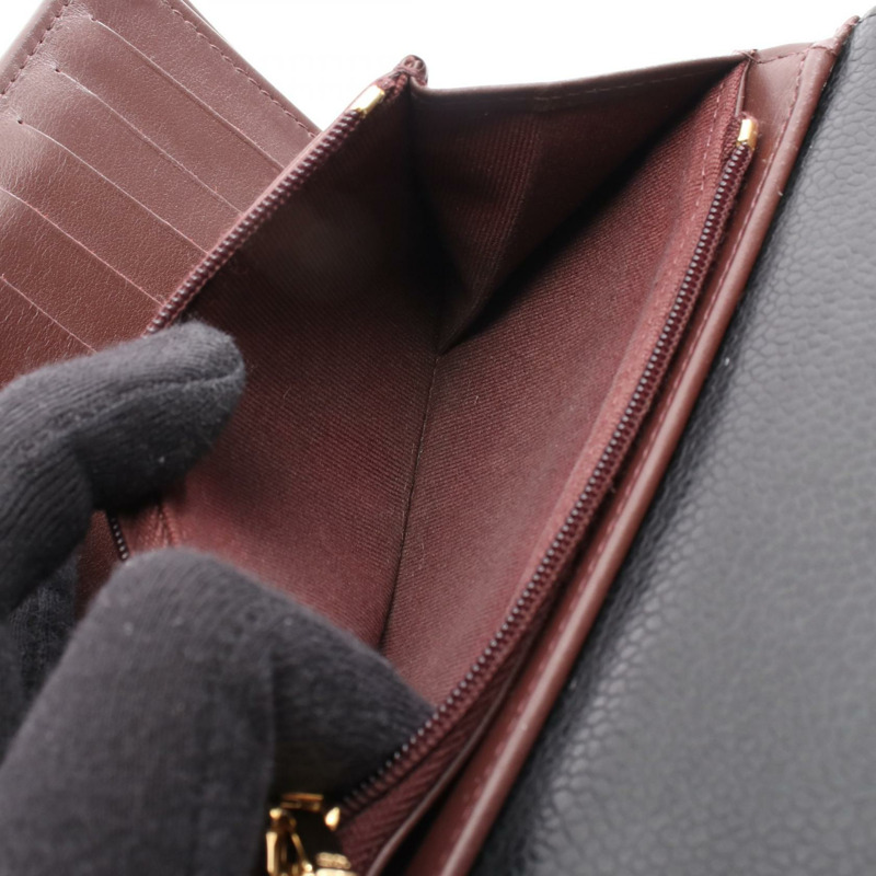 香奈兒 (CHANEL) 絎縫三折皮夾 AP0232 黑色皮革 二手 金色五金-3