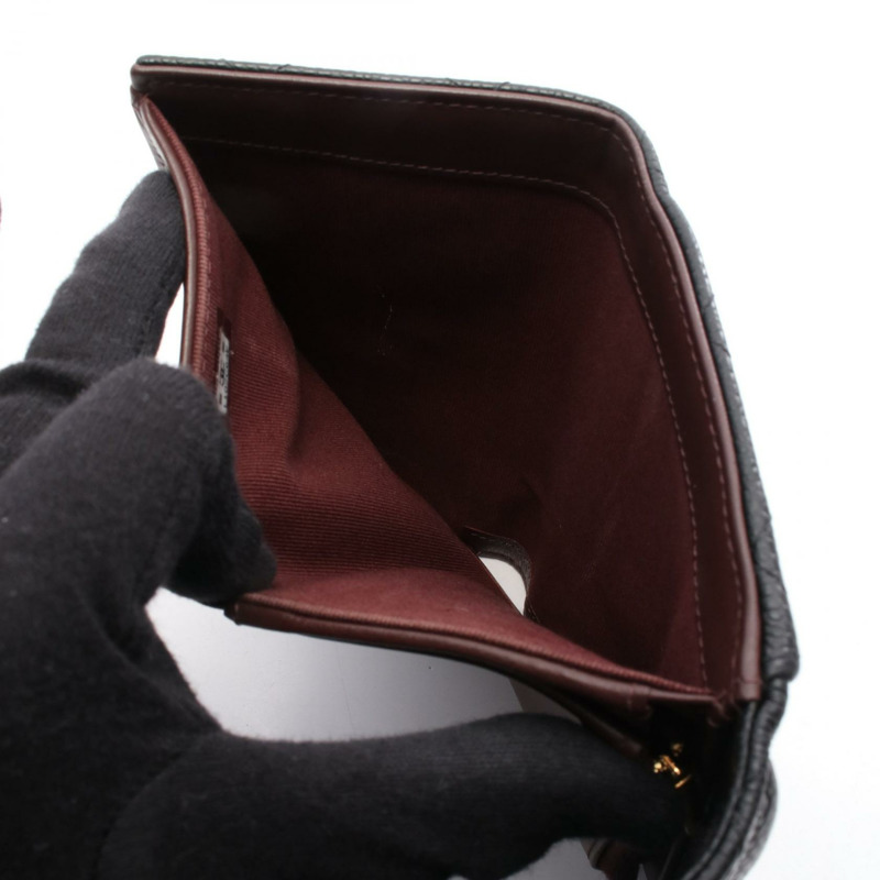 香奈兒 (CHANEL) 絎縫三折皮夾 AP0232 黑色皮革 二手 金色五金-7