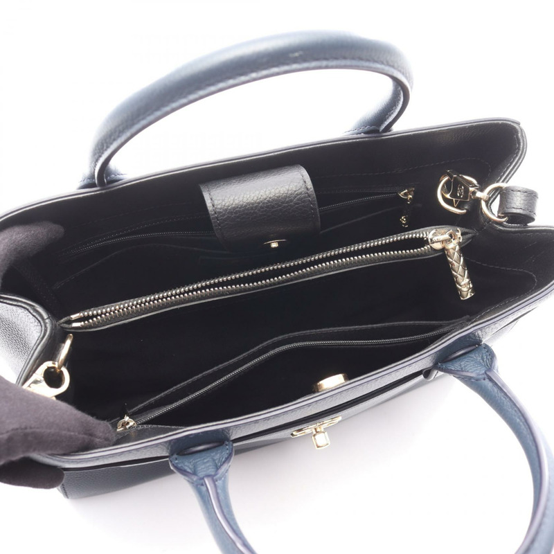 香奈兒 Neo Executive 手提單肩斜背包，海軍藍/黑色，金色五金，二手-2