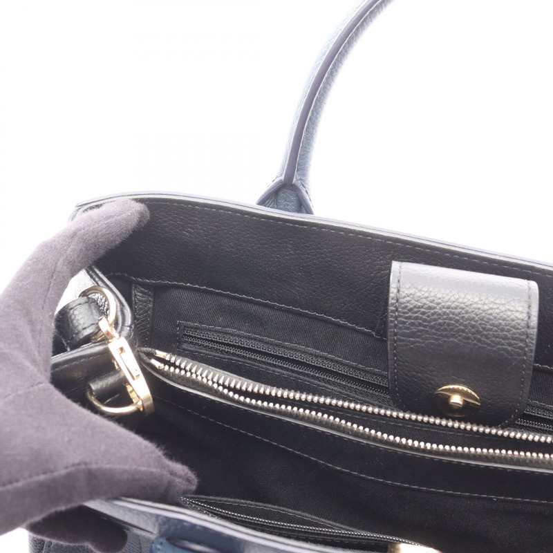 香奈兒 Neo Executive 手提單肩斜背包，海軍藍/黑色，金色五金，二手-5