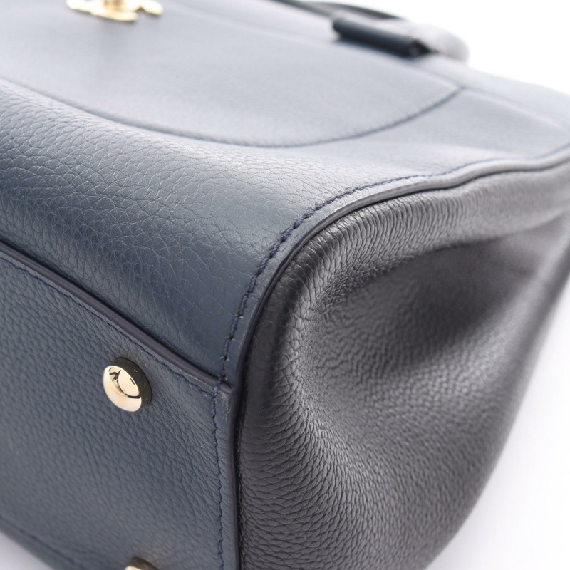 香奈兒 Neo Executive 手提單肩斜背包，海軍藍/黑色，金色五金，二手-10