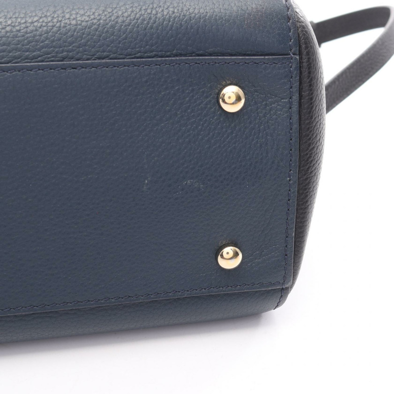 香奈兒 Neo Executive 手提單肩斜背包，海軍藍/黑色，金色五金，二手-12