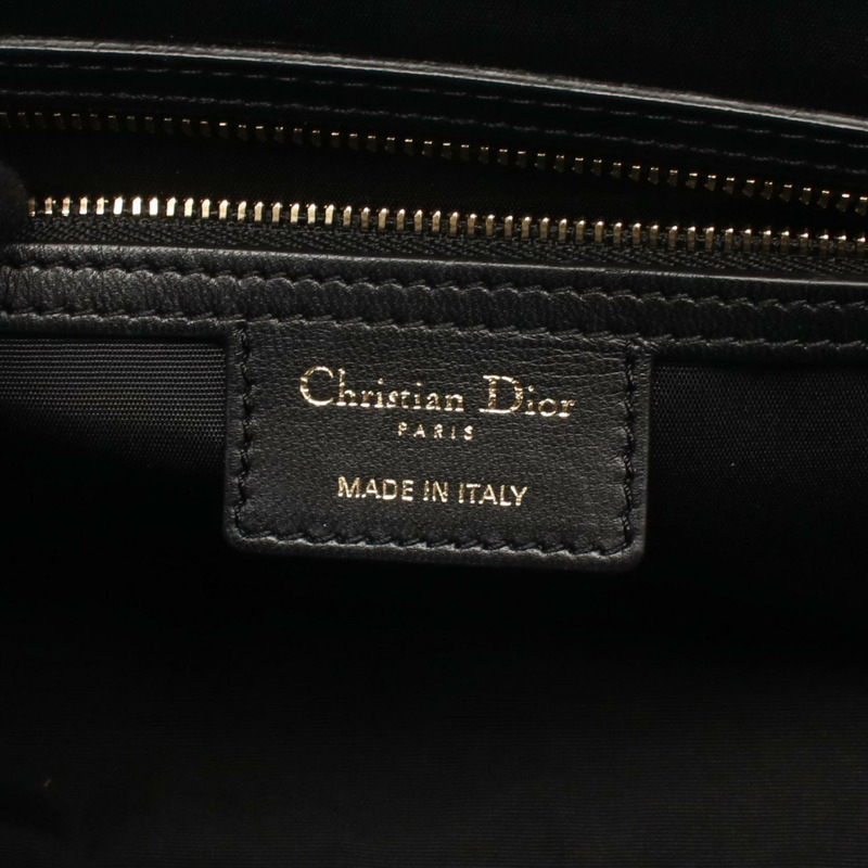 Christian Dior LADY DIOR Cannage 手提鏈條肩背包，黑色皮革，二手-3