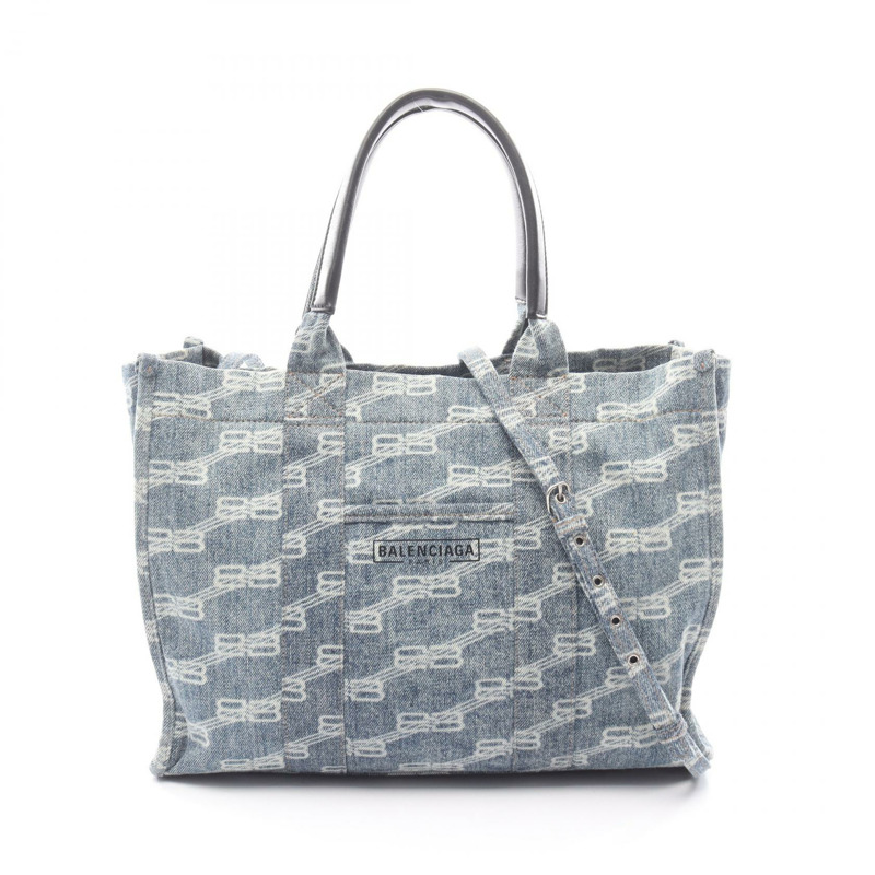 BALENCIAGA HARDWARE BB Monogram 托特斜背包 671402 牛仔皮革 藍色-0