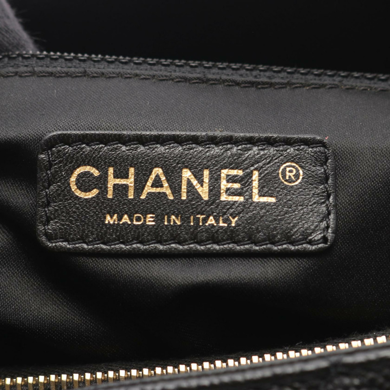 香奈兒 (CHANEL) Matelasse Grand Shopping GST 肩背手提包，黑色皮革，二手，金色五金，CC-3