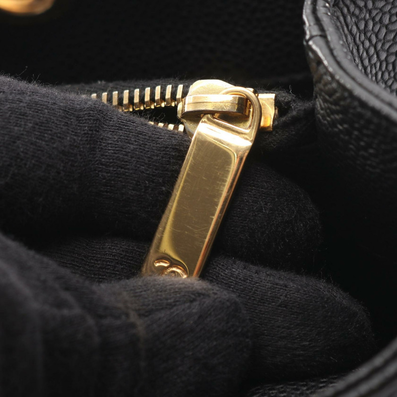 香奈兒 (CHANEL) Matelasse Grand Shopping GST 肩背手提包，黑色皮革，二手，金色五金，CC-5