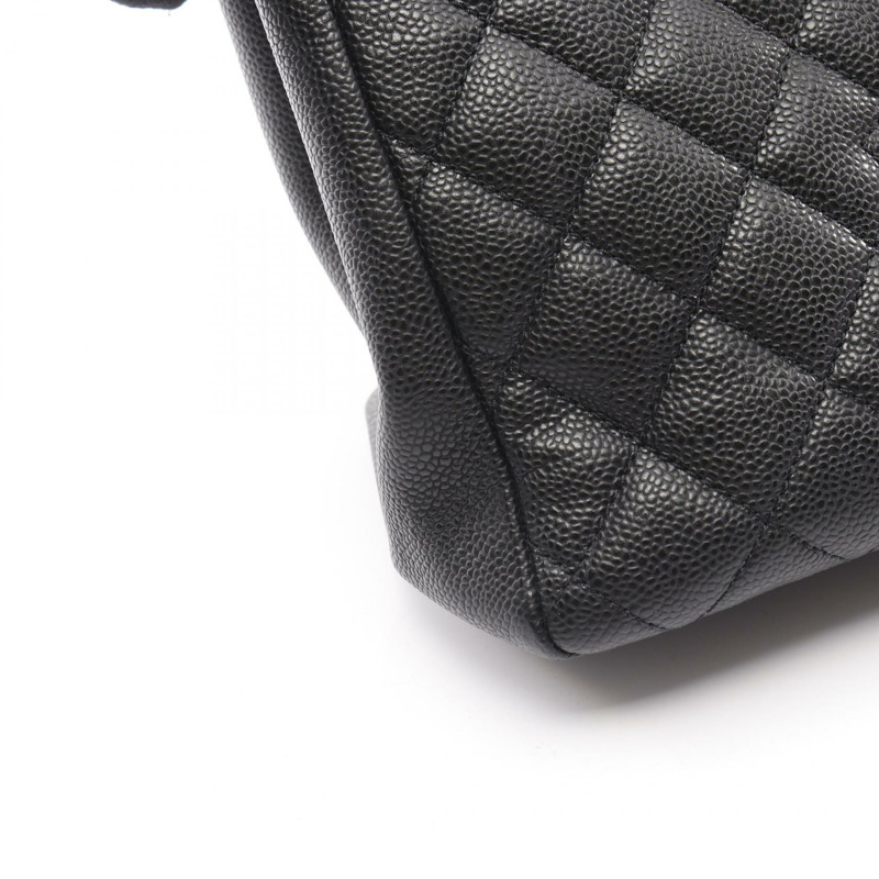 香奈兒 (CHANEL) Matelasse Grand Shopping GST 肩背手提包，黑色皮革，二手，金色五金，CC-6