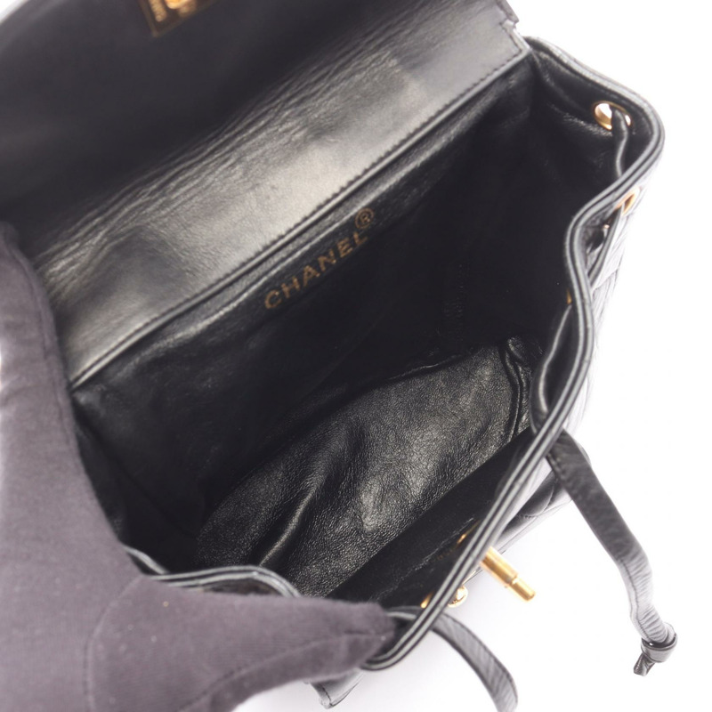 香奈兒 (CHANEL) 絎縫雙肩包，羊皮材質，黑色，二手，女士，金色五金-2