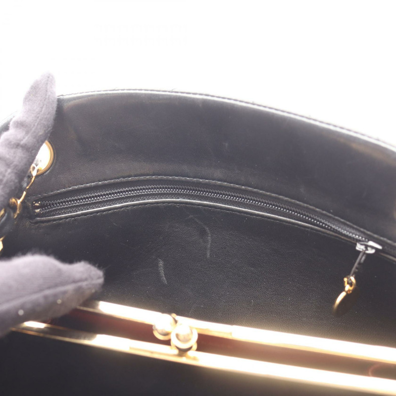 香奈兒 (CHANEL) 人字紋 V 字縫線鏈條單肩手提包，羊皮材質，黑色，金色五金，二手女款-9